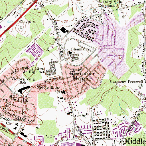 Topographic Map of Baltimore County Fire Department Middle River - Station 12, MD