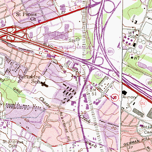 Topographic Map of Baltimore County Fire Department Eastview - Station 15, MD