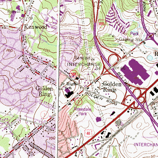 Topographic Map of Baltimore County Fire Department Golden Ring - Station 16, MD