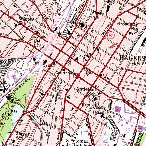 Topographic Map of Washington Company Fire and Emergency Services, MD