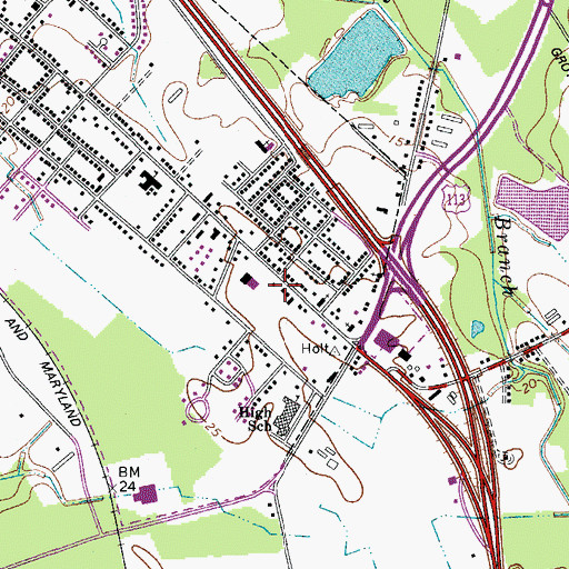 Topographic Map of Pocomoke Police Department, MD