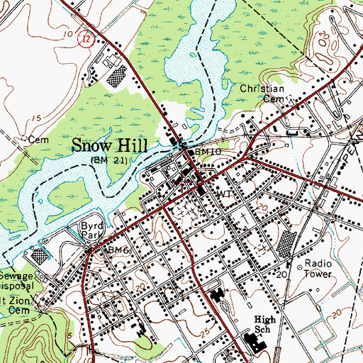 Topographic Map of Snow Hill Police Department, MD