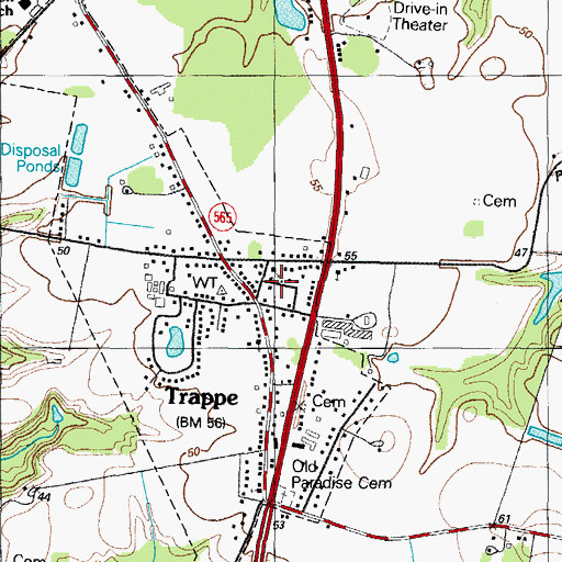 Topographic Map of Trappe Volunteer Fire Company Station 30, MD