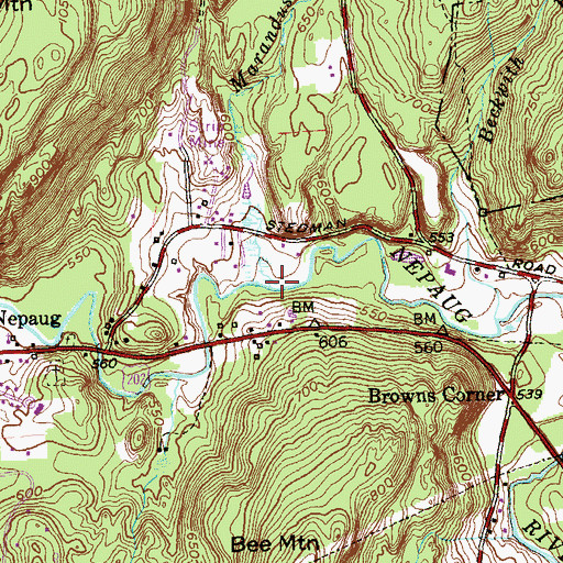 Topographic Map of Marandus Brook, CT