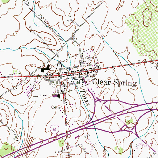 Topographic Map of Clear Spring Volunteer Fire Company 4, MD