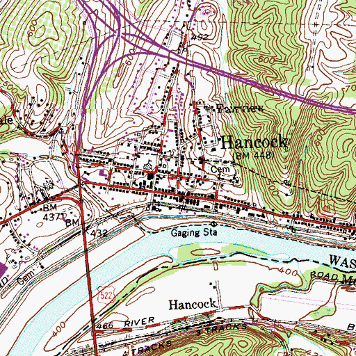 Topographic Map of Hancock Volunteer Fire Company 5, MD