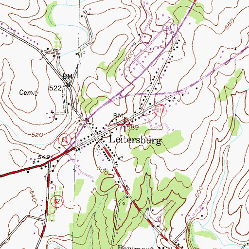 Topographic Map of Leitersburg Volunteer Fire Company 9, MD