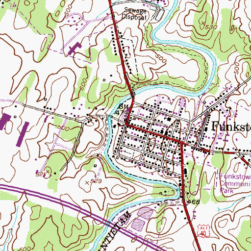 Topographic Map of Funkstown Volunteer Fire Company Station 10, MD
