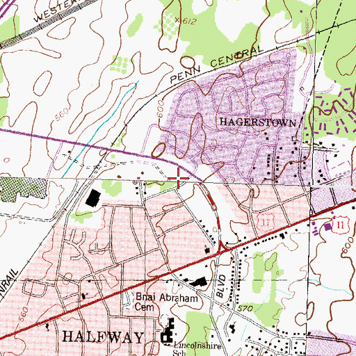 Topographic Map of Washington County Emergency Air Unit Company 25, MD
