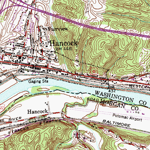 Topographic Map of Hancock Ambulance and Rescue Squad Company 59, MD