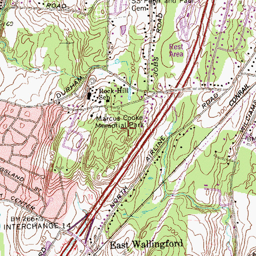 Topographic Map of Marcus Cooke Memorial Park, CT