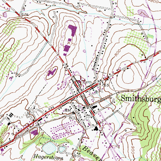 Topographic Map of Smithsburg Community Volunteer Fire Company 79, MD
