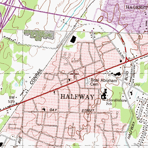 Topographic Map of Volunteer Fire Company of Halfway Company 26, MD