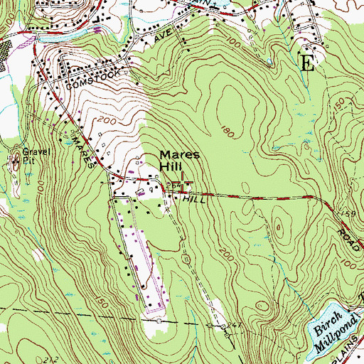 Topographic Map of Mares Hill, CT