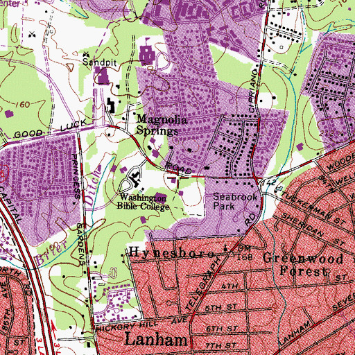 Topographic Map of West Lanham Hills Volunteer Fire Department Company 48, MD