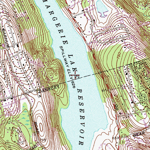 Topographic Map of Margerie Lake Reservoir, CT