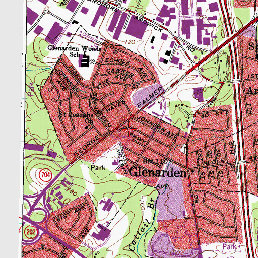 Topographic Map of Glenarden Police Department, MD