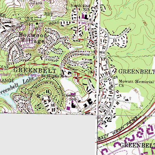 Topographic Map of Prince Georges County Fire / EMS Company 835 Greenbelt Volunteer Fire Department, MD