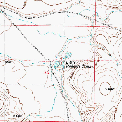 Topographic Map of Little Rodgers Tanks, AZ