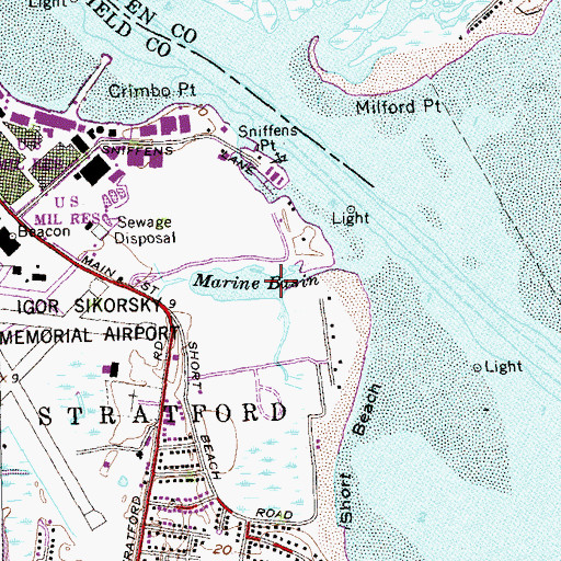 Topographic Map of Marine Basin, CT