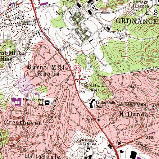 Topographic Map of Montgomery County Fire and Rescue Service Station 12, MD