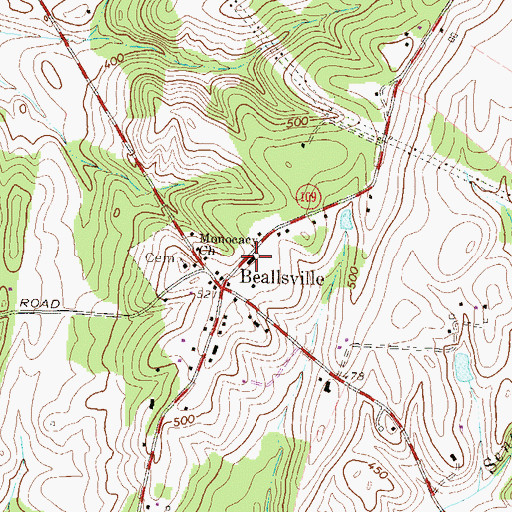 Topographic Map of Upper Montgomery County Volunteer Fire Department Station 14 Beallsville, MD