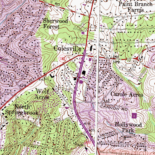 Topographic Map of Hillandale Volunteer Fire Department Station 24, MD
