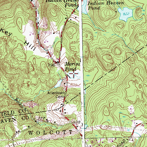 Topographic Map of Marino Pond, CT