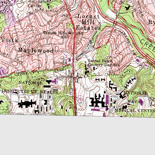 Topographic Map of National Navel Medical Center Fire Department Station 50, MD