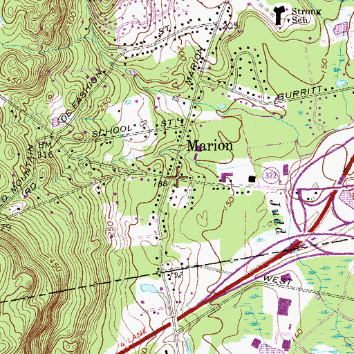 Topographic Map of Marion, CT