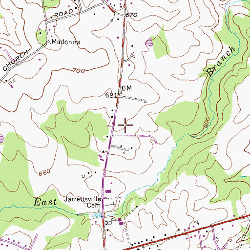 Topographic Map of Jarrettsville Volunteer Fire Company Main Station, MD