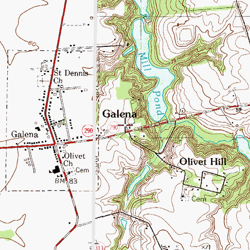 Topographic Map of Galena Volunteer Fire Company Station 3, MD