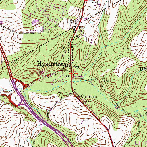 Topographic Map of Hyattstown Volunteer Fire Department Station 9, MD