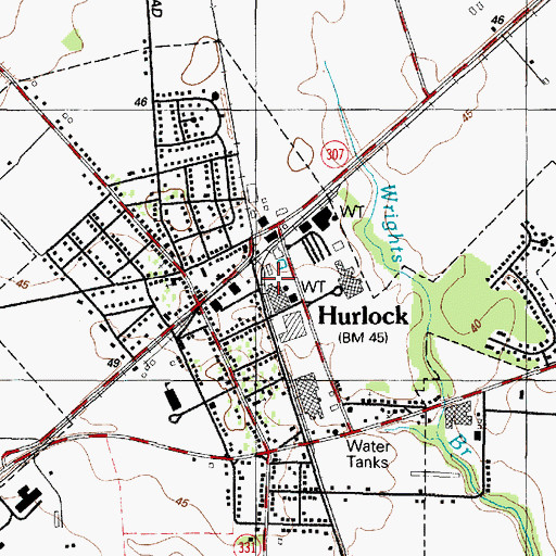 Topographic Map of Hurlock Police Department, MD