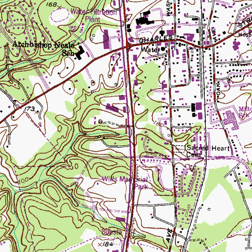 Topographic Map of Charles County Sheriff's Office Headquarters, MD