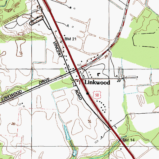 Topographic Map of Linkwood - Salem Volunteer Fire Company Station 61, MD