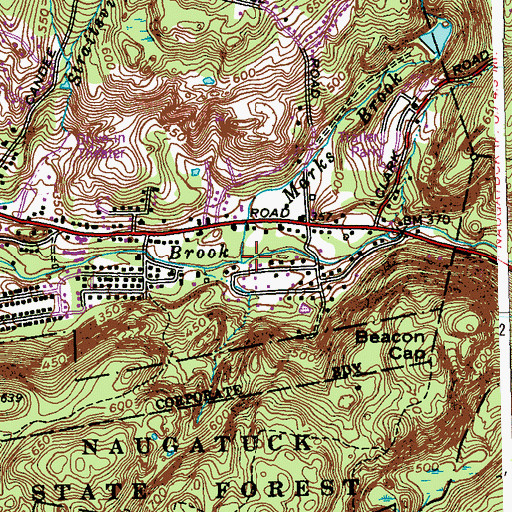 Topographic Map of Marks Brook, CT