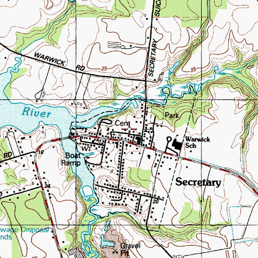 Topographic Map of Secretary Volunteer Fire Company, MD