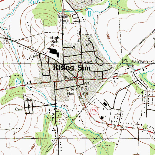 Topographic Map of Rising Sun Police Department, MD