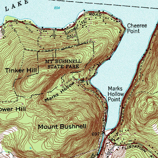 Topographic Map of Marks Hollow, CT