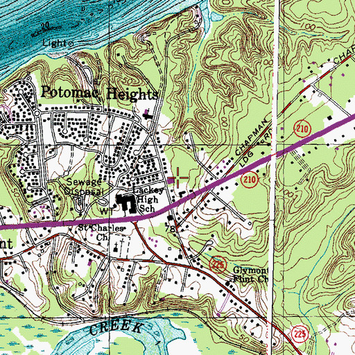 Topographic Map of Potomac Heights Volunteer Fire Department and Rescue Squad, MD