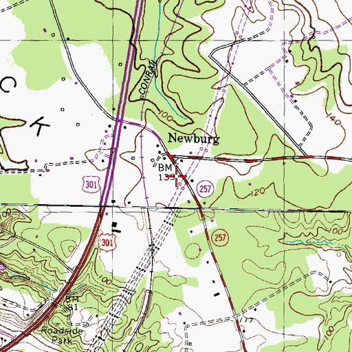Topographic Map of Newburg Volunteer Rescue Squad and Fire Department, MD