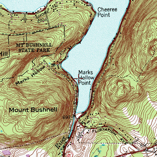 Topographic Map of Marks Hollow Point, CT