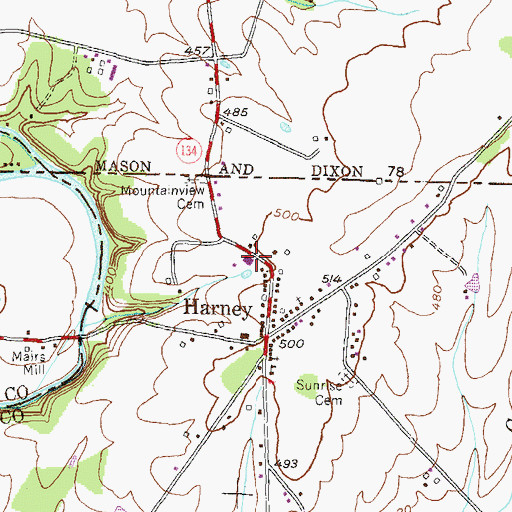Topographic Map of Carroll County Fire Department Station 11 Harney Volunteer Fire Department, MD