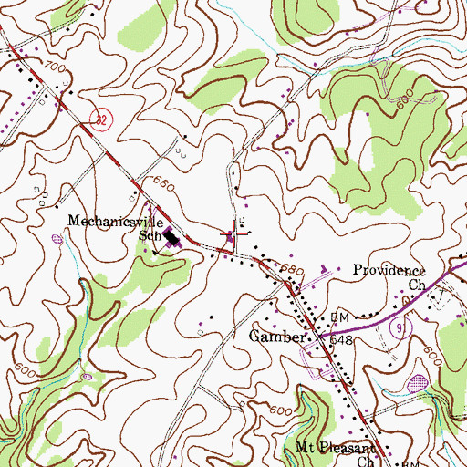 Topographic Map of Carroll County Fire Department Station 13 Gamber and Community Fire Company, MD