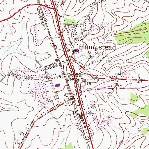 Topographic Map of Hampstead Police Department, MD