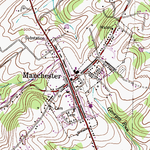 Topographic Map of Manchester Police Department, MD