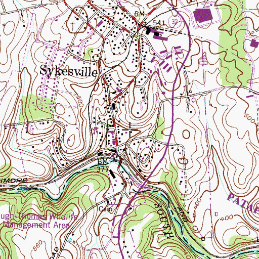 Topographic Map of Sykesville Police Department, MD