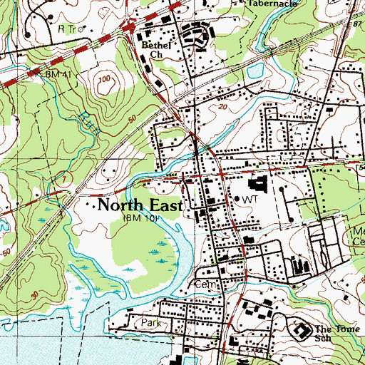 Topographic Map of North East Police Department, MD