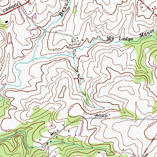 Topographic Map of Queen Anne Hillsboro Volunteer Fire Company, MD